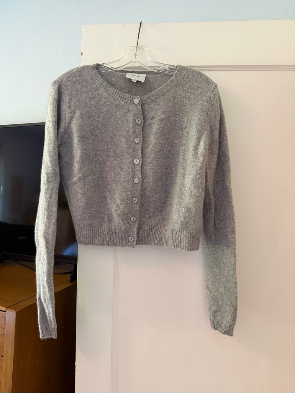 Reformation Clara Cashmere Crew Cardigan in Granite
